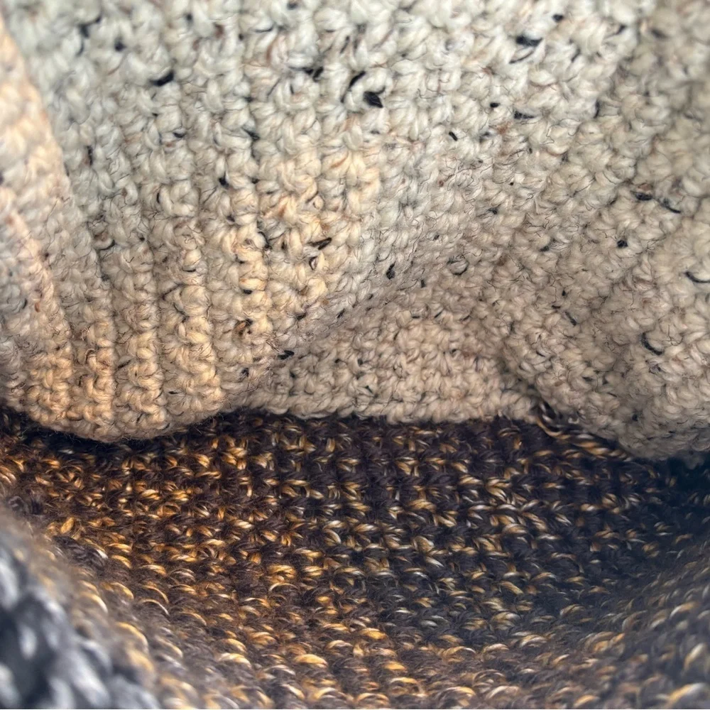 Crochet Black and Brown Women's Tote Bag Hand Knit